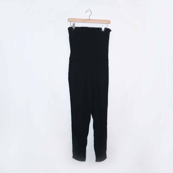Supertrash beaded sleeveless black pant jumpsuit